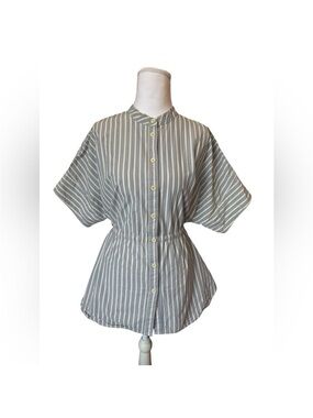 Toast UK Striped Short-Sleeve Button Front Top